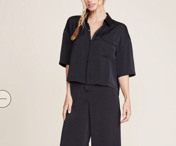 Barefoot Dreams Tops - Barefoot Dreams $118 Washed Satin Cropped Dream Shirt 1X NEW